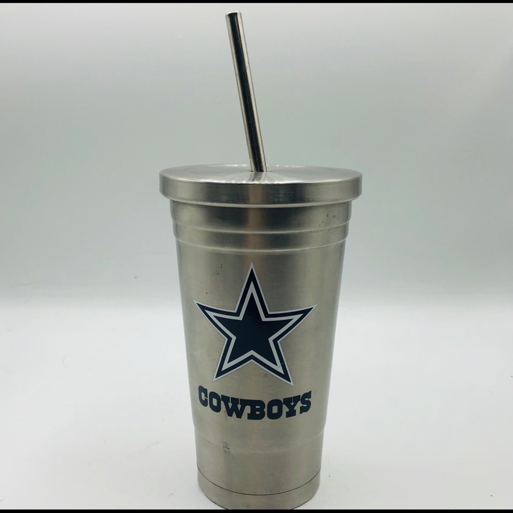 Dallas Cowboy Stainless Steel Tumbler 6 Oz w Straw